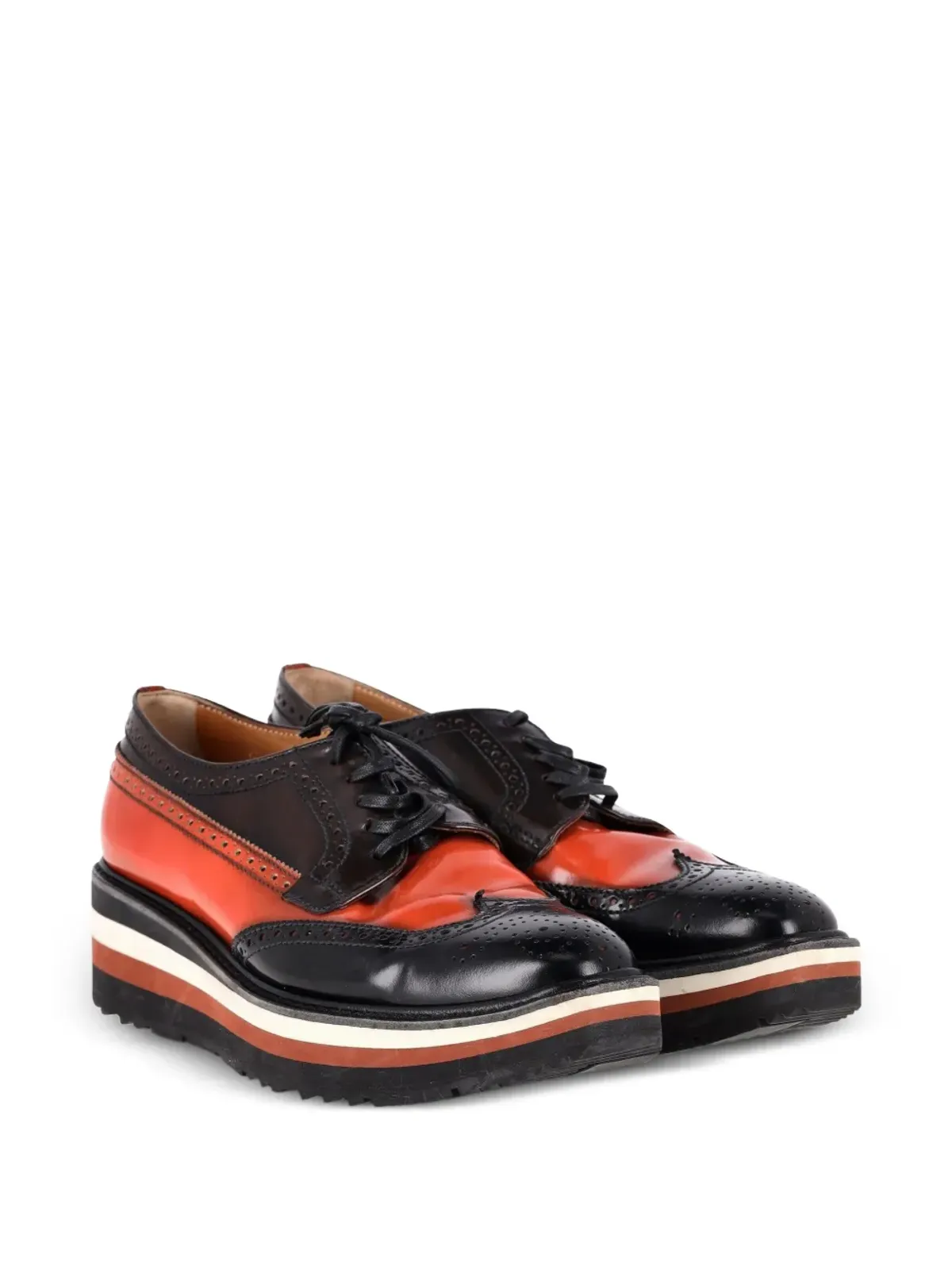 Prada Pre-Owned ブローグ・プラットフォーム・ダービーシューズ - Orange - 画像2