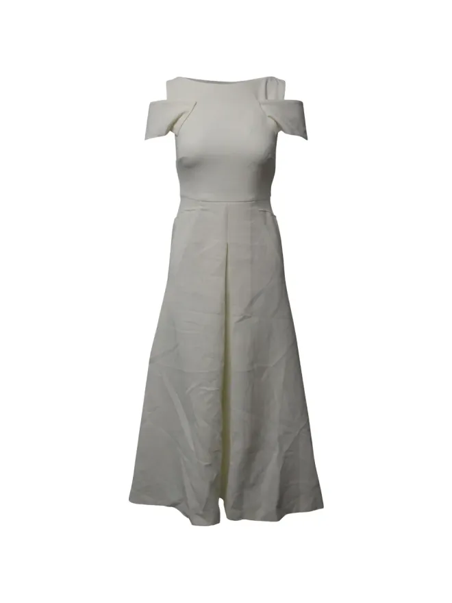 Rm By Roland Mouret Rm By Roland Mouret コールドショルダー スクエアネック ミディドレスの商品画像