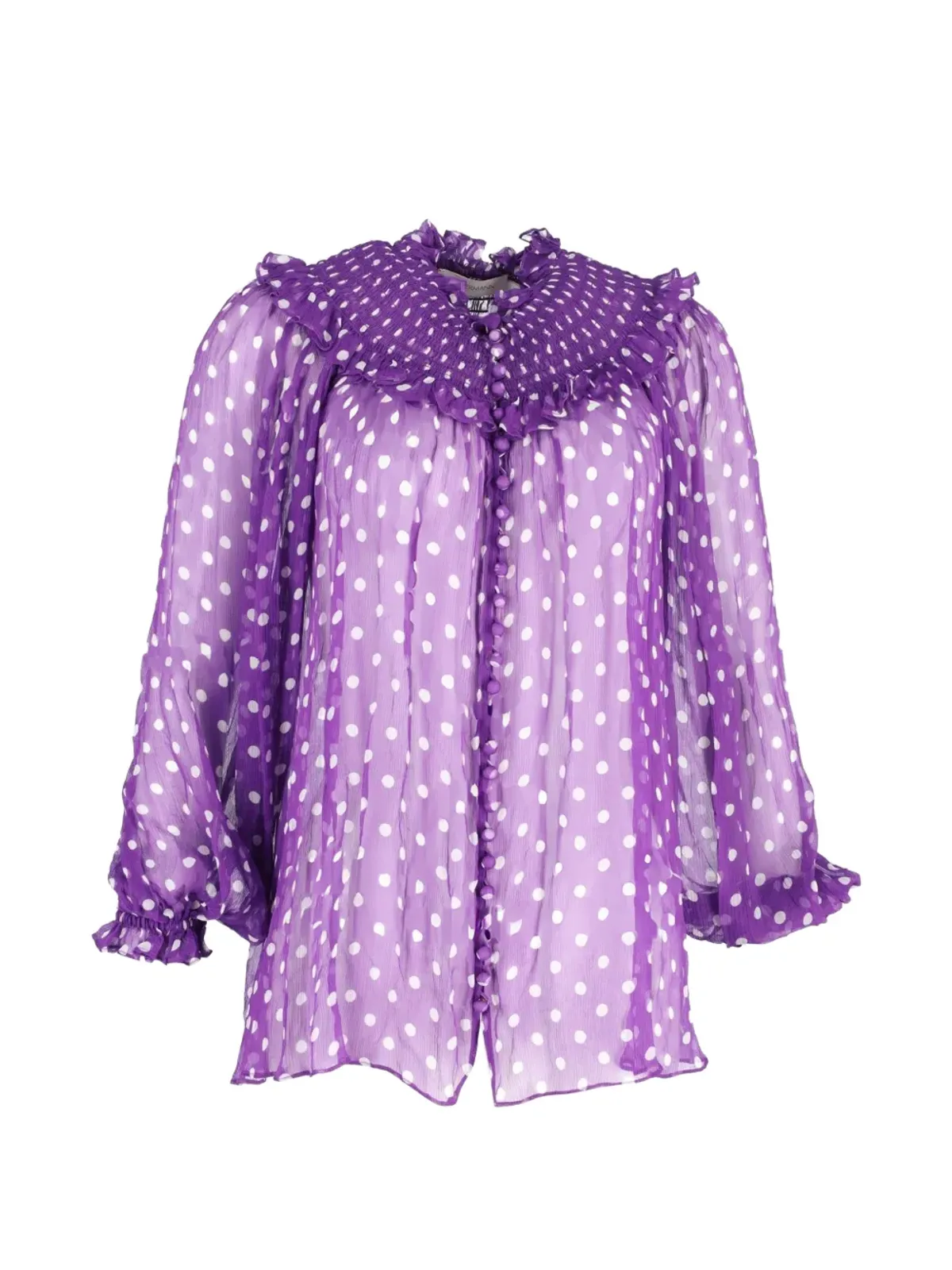 ZIMMERMANN シャーリング入りドット柄ブラウス - 画像1