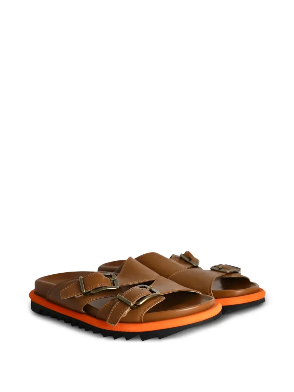 Dries Van Noten Pre-Owned buckled leather sandals - Brown - 画像2
