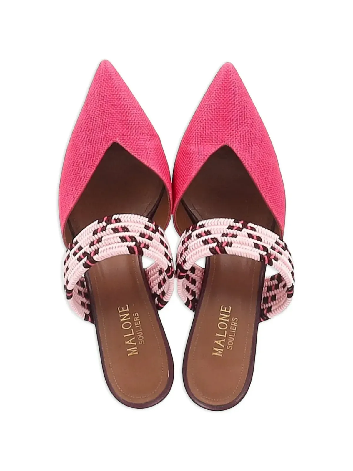 Malone Souliers Maisie woven pointed-toe mules - Pink - 画像4