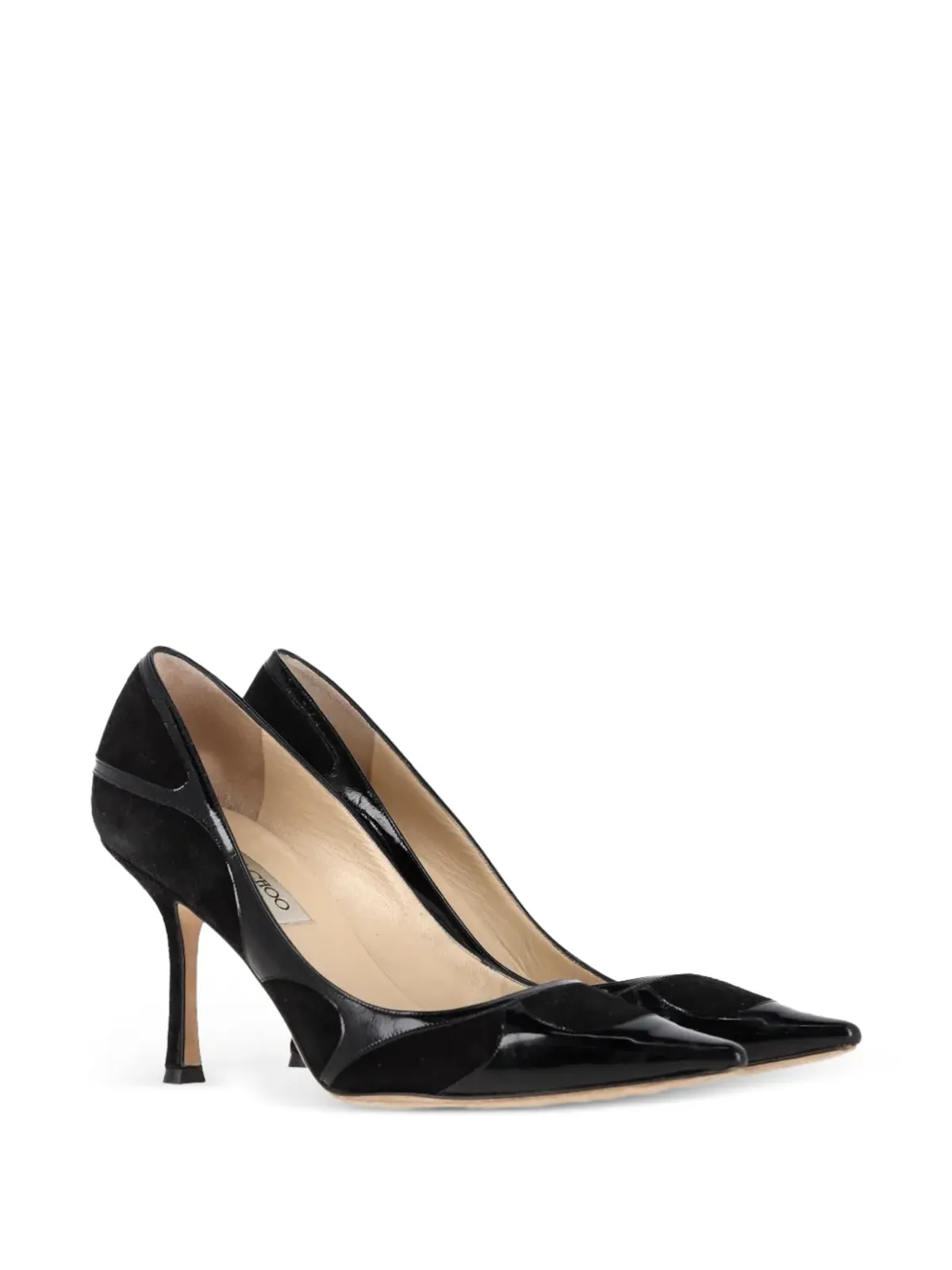 Jimmy Choo Pre-Owned suede-trim pointed-tote pumps - Black - 画像2