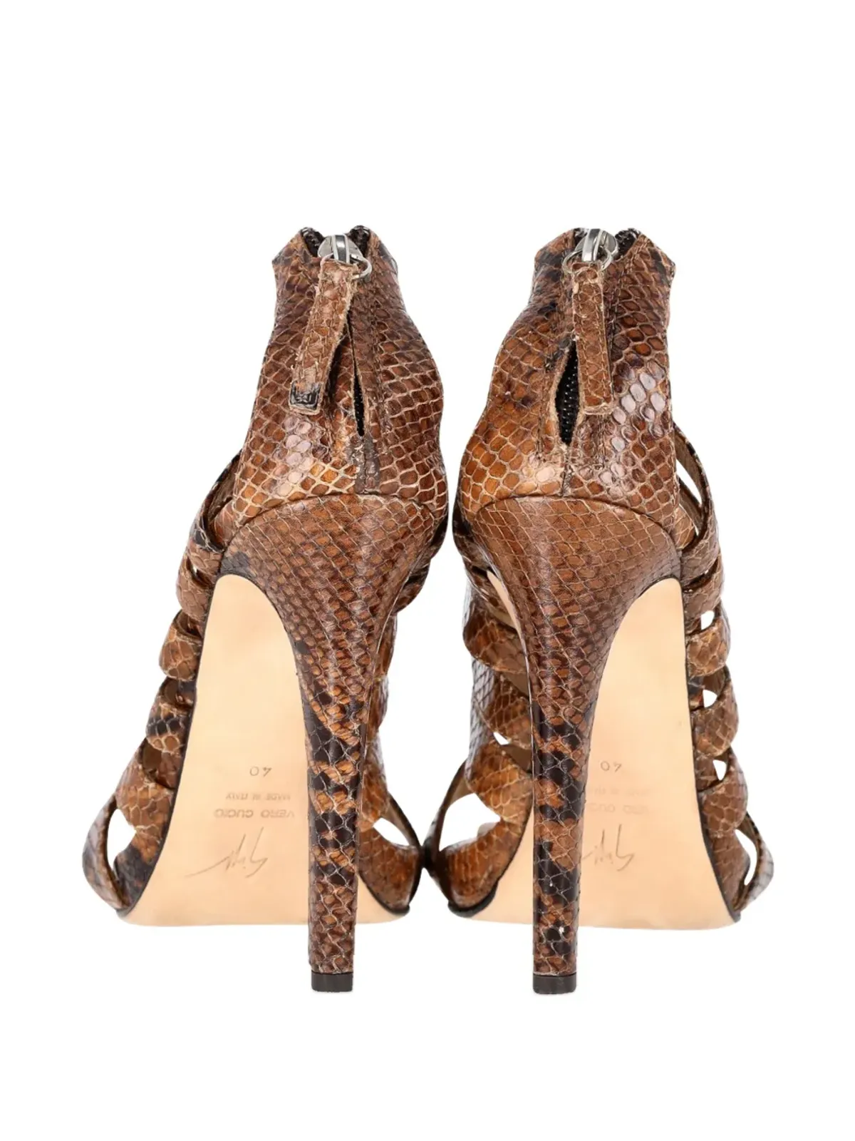 Giuseppe Zanotti Vintage ストラップエンボスレザー サンダル - 画像3