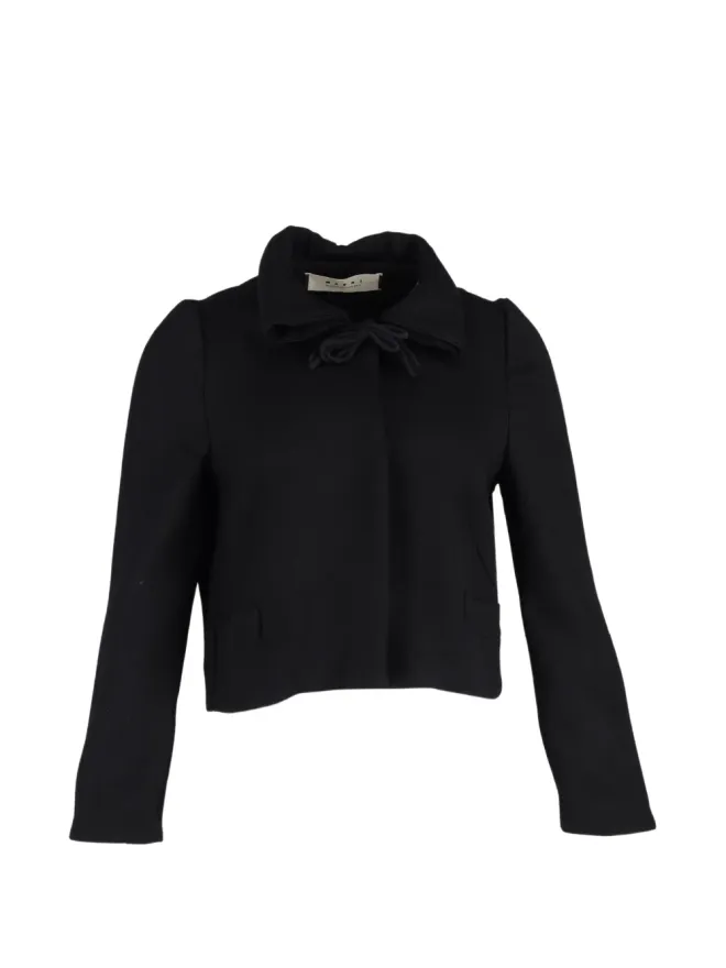 Marni Pre-Owned Marni Pre-Owned tie-detail long-sleeve cropped jacket - Blackの商品画像
