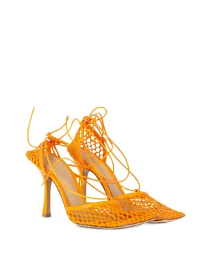 Bottega Veneta スクエアトゥ レースアップ レザー サンダル - オレンジ - サムネイル2