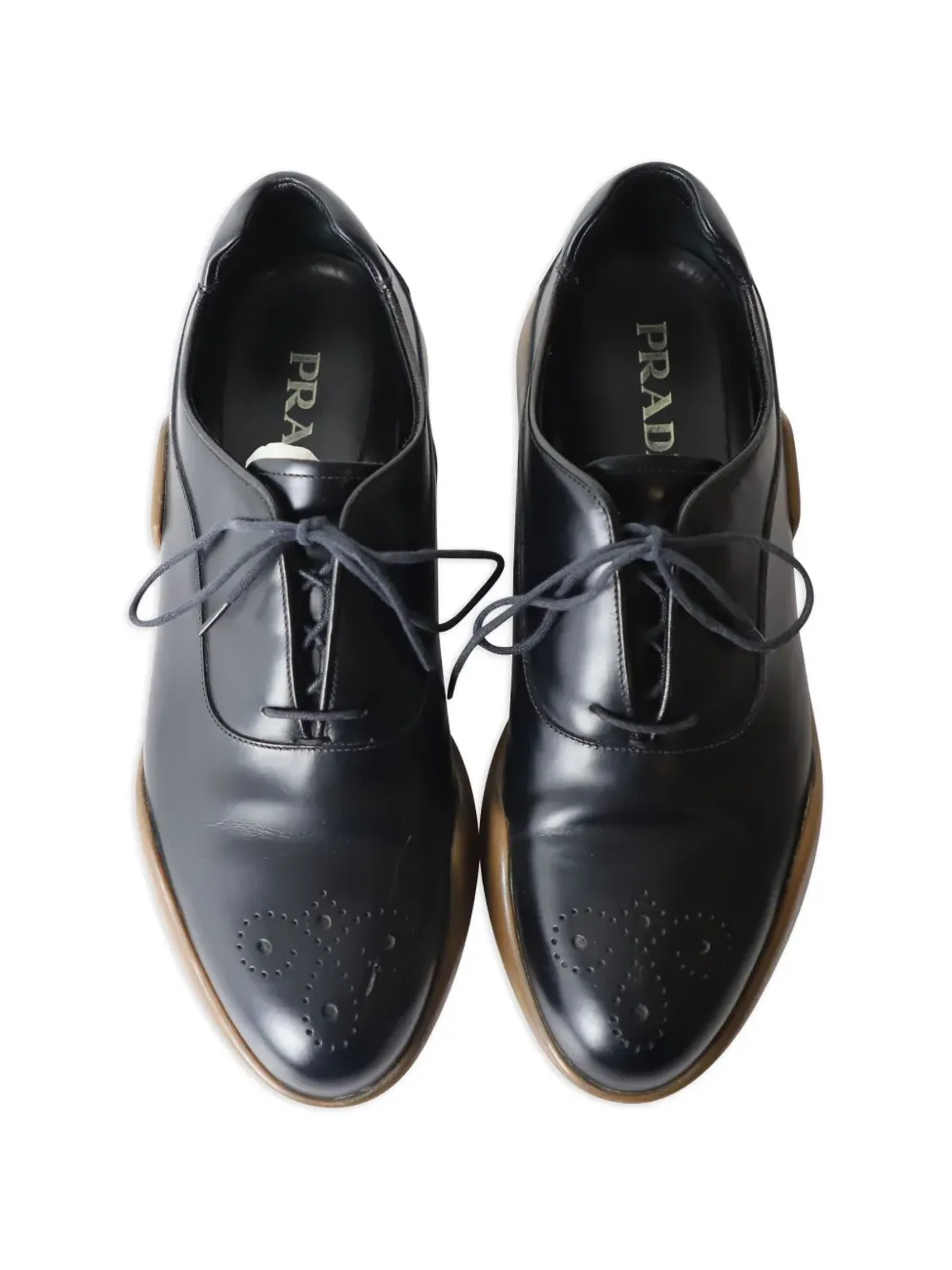 Prada ビンテージ ブローグス プラットフォームシューズ - ブラック - 画像5