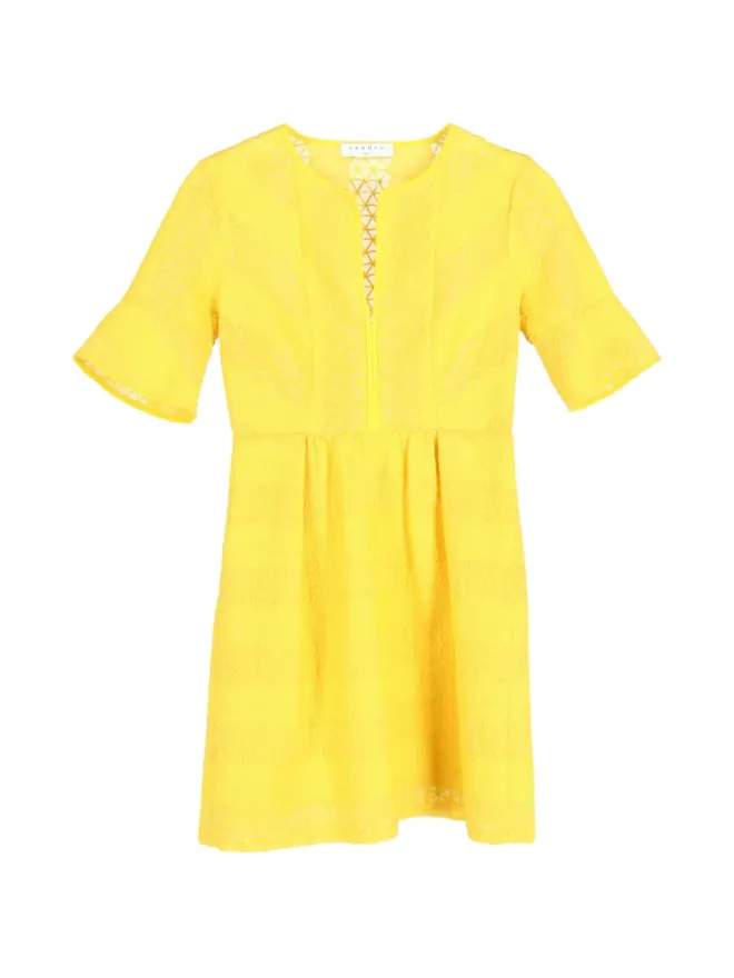 SANDRO SANDRO クルーネック刺繍ミニドレスの商品画像