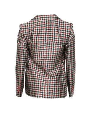 Giorgio Armani Pre-Owned ハウンドトゥース柄シルクブレザー（ホワイト） - サムネイル1