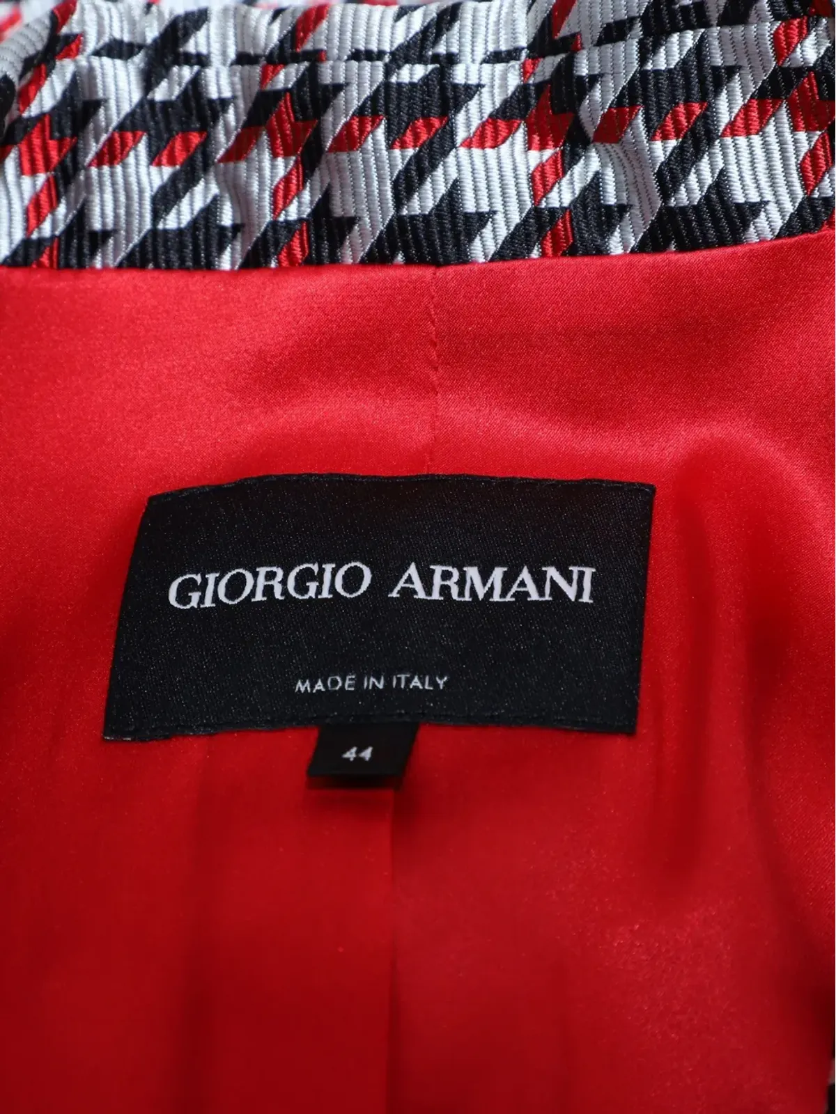 Giorgio Armani Pre-Owned ハウンドトゥース柄シルクブレザー（ホワイト） - 画像3