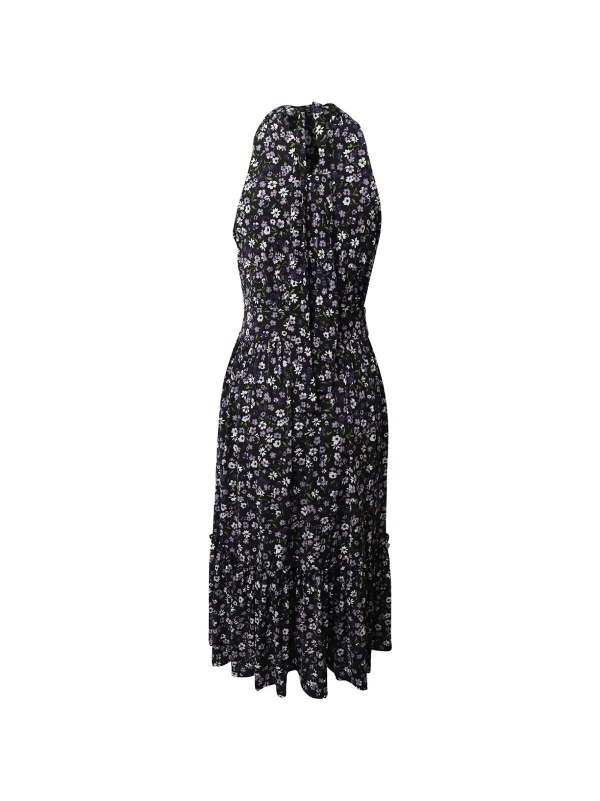Michael Kors Vintage ホルターネック フローラルプリント ミディドレス ブラック - 画像1