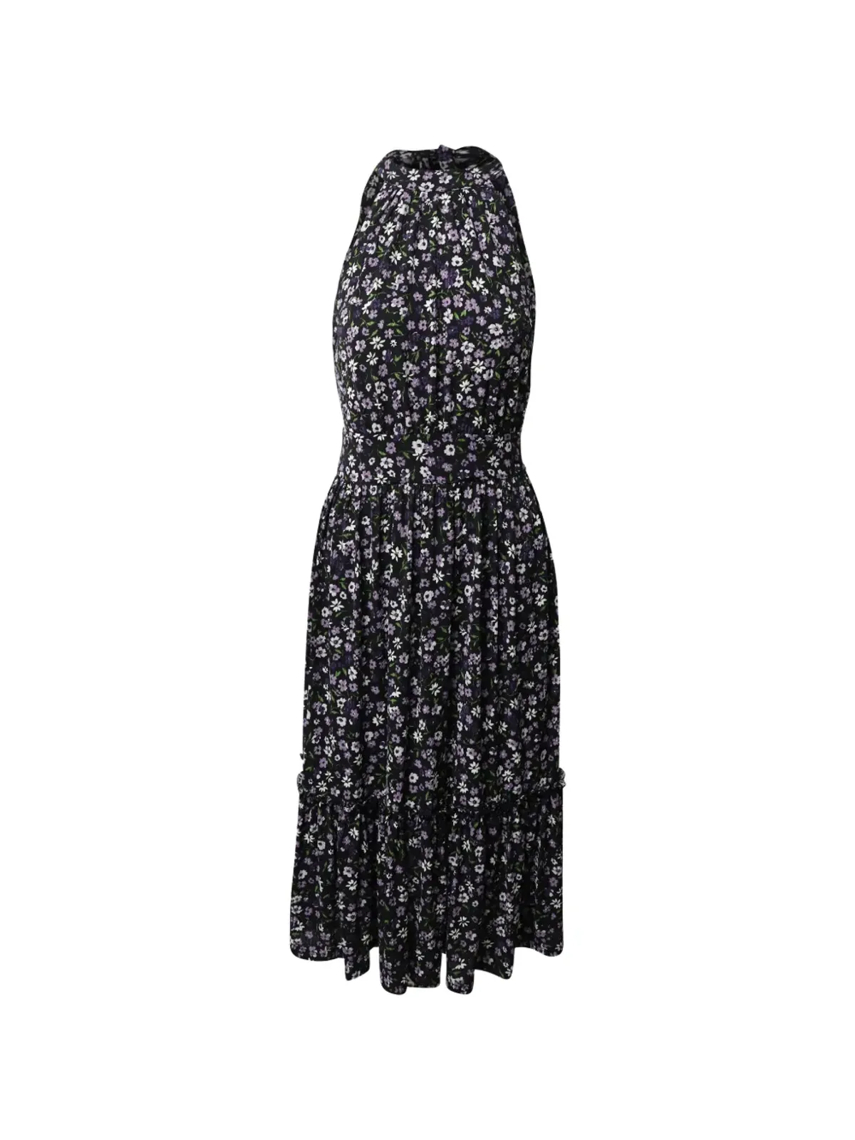 Michael Kors Vintage ホルターネック フローラルプリント ミディドレス ブラック - 画像2