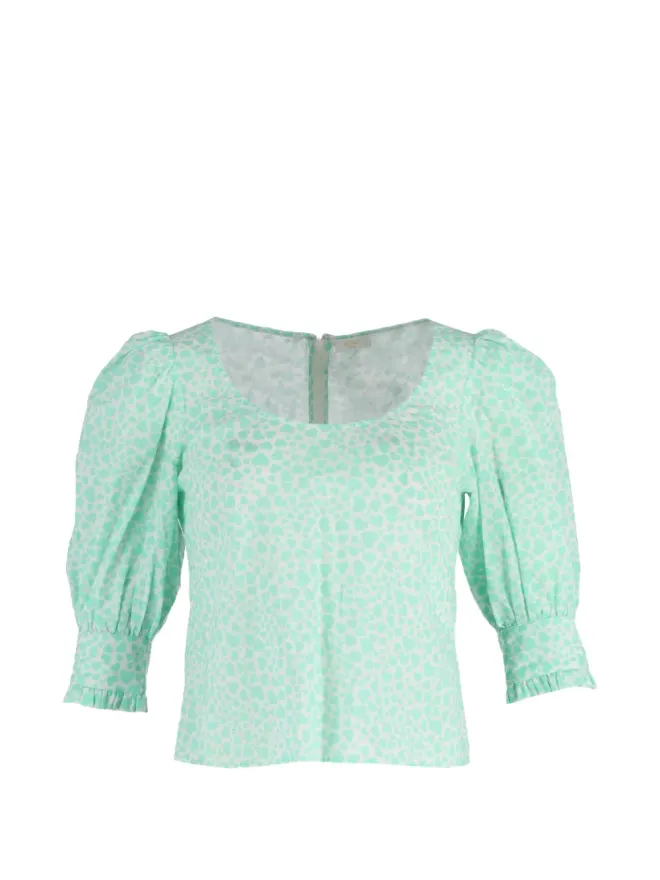 RIXO Rixo Emily puff-sleeve printed blouse - Greenの商品画像