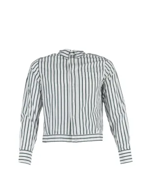 Lanvin Pre-Owned ストライプ柄ボタン付き長袖ブラウス（ホワイト） - サムネイル1
