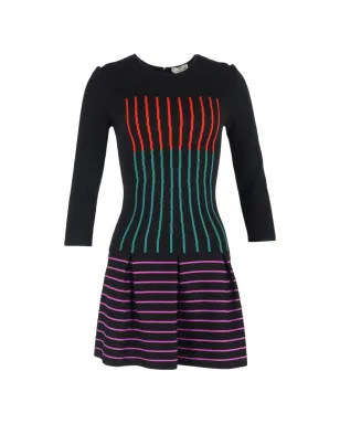 Fendi Pre-Owned ブラックのフレアストライプ ミニドレス - サムネイル1