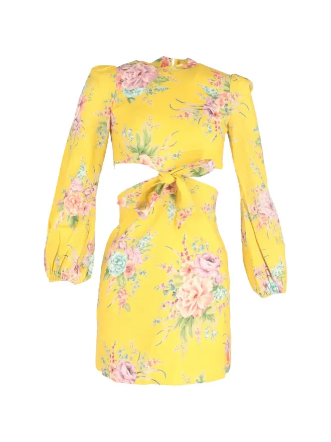 Zimmermann ZIMMERMANN Zinnia Floral カットアウト ミニドレス - Yellowの商品画像