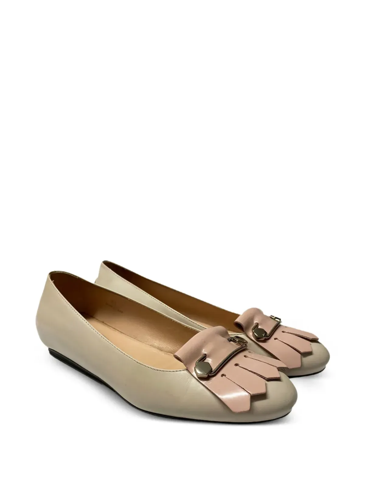 Tod's Vintage fringed ballet flats - Neutrals - 画像2