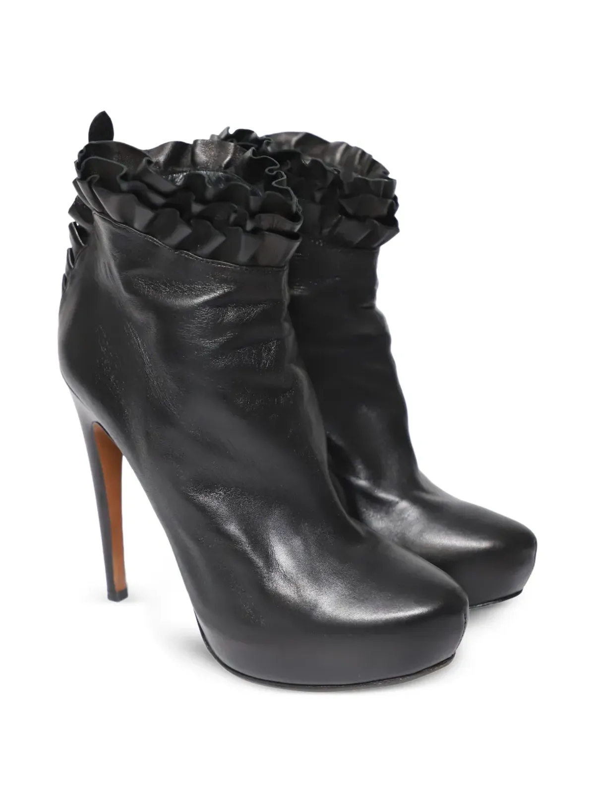 Alaïa Pre-Owned ラッフルド・ハイヒールブーツ - ブラック - 画像2
