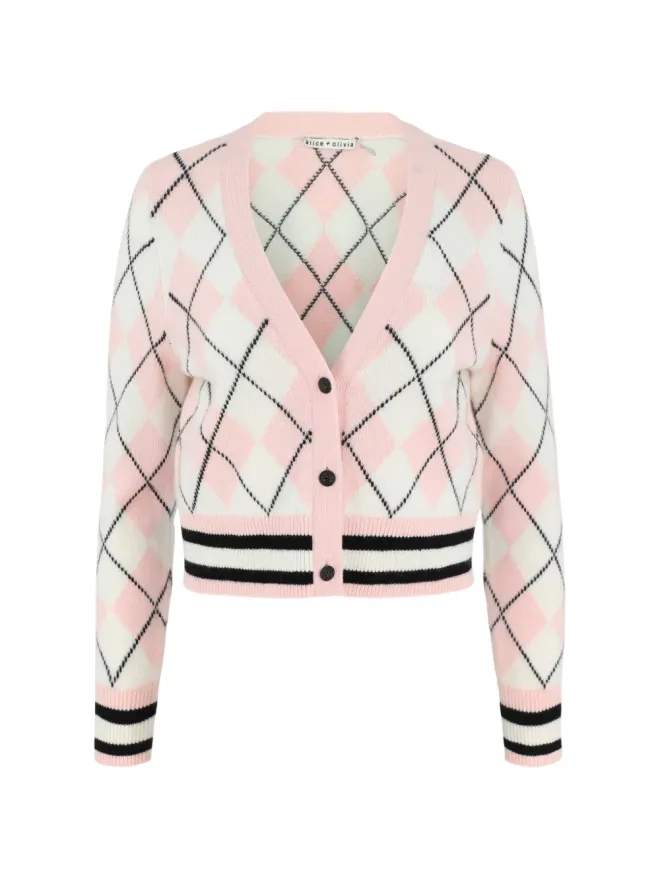 Alice + Olivia alice + olivia Grace アーガイルニットカーディガンの商品画像