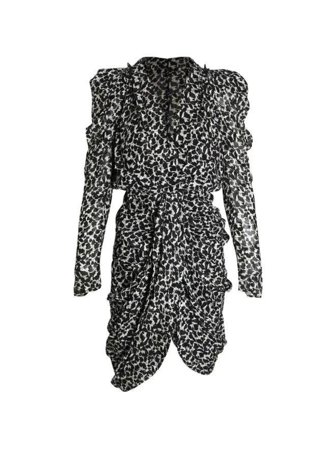 Isabel Marant Vintage Isabel Marant Vintage フィル・クーペ ルシュド プリント ドレス ブラックの商品画像