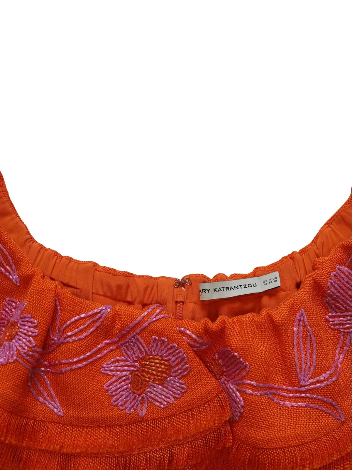 Mary Katrantzou マリエッタ刺繍ミニドレス（オレンジ） - 画像4