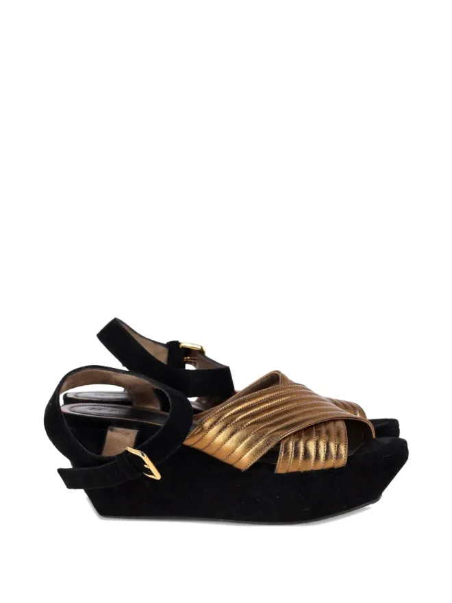 Marni Pre-Owned Marni Pre-Owned クロスストラップ・プラットフォームサンダル - ゴールドの商品画像