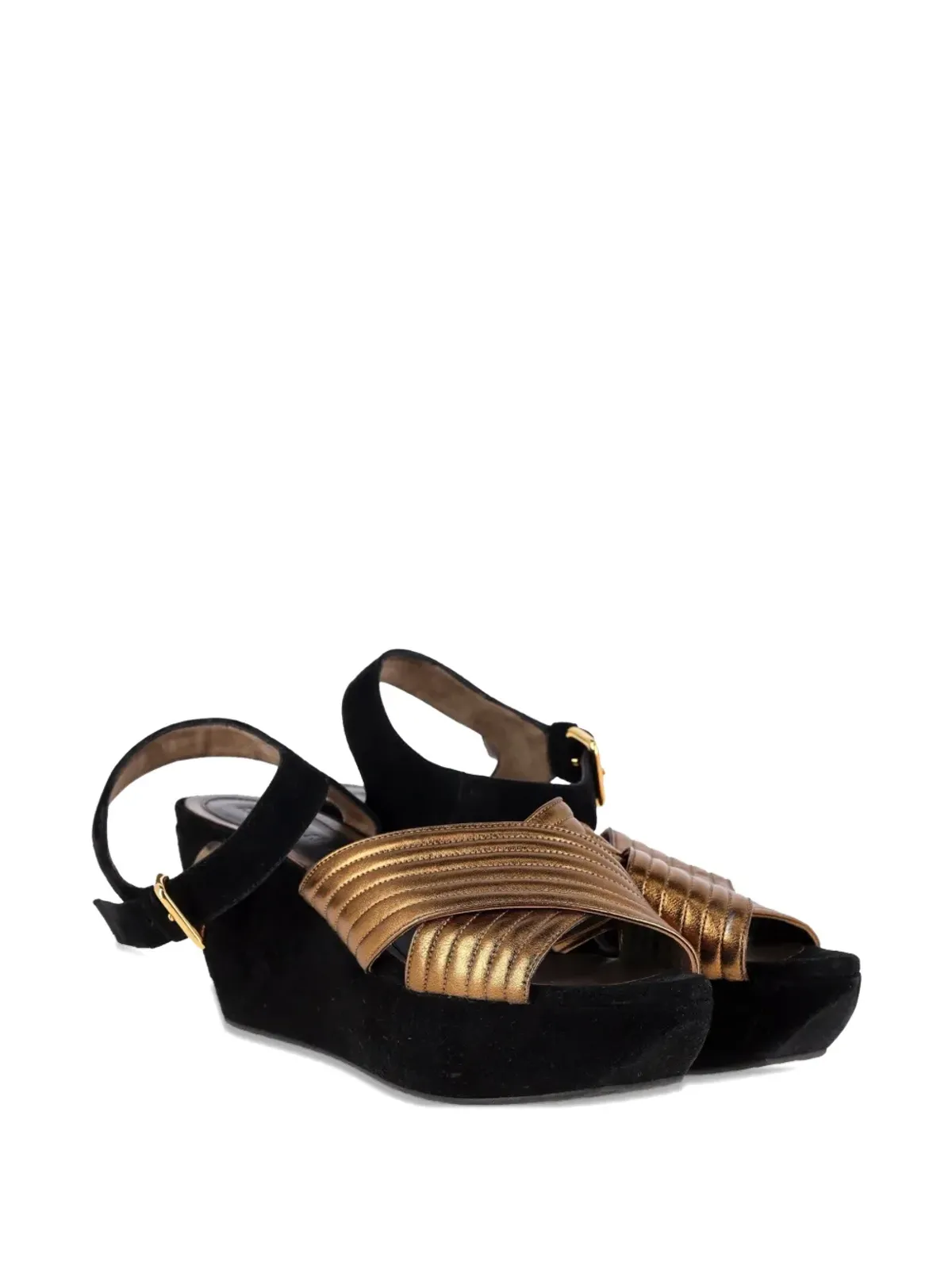 Marni Pre-Owned クロスストラップ・プラットフォームサンダル - ゴールド - 画像2