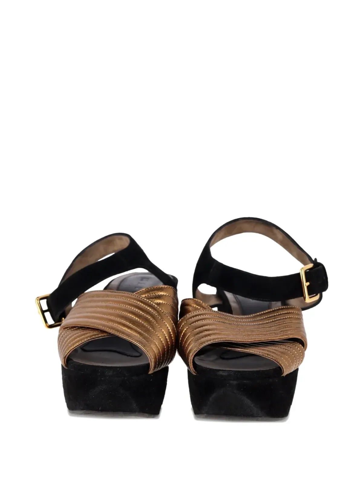 Marni Pre-Owned クロスストラップ・プラットフォームサンダル - ゴールド - 画像4