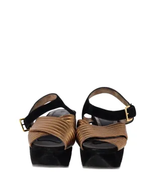Marni Pre-Owned クロスストラップ・プラットフォームサンダル - ゴールド - サムネイル4
