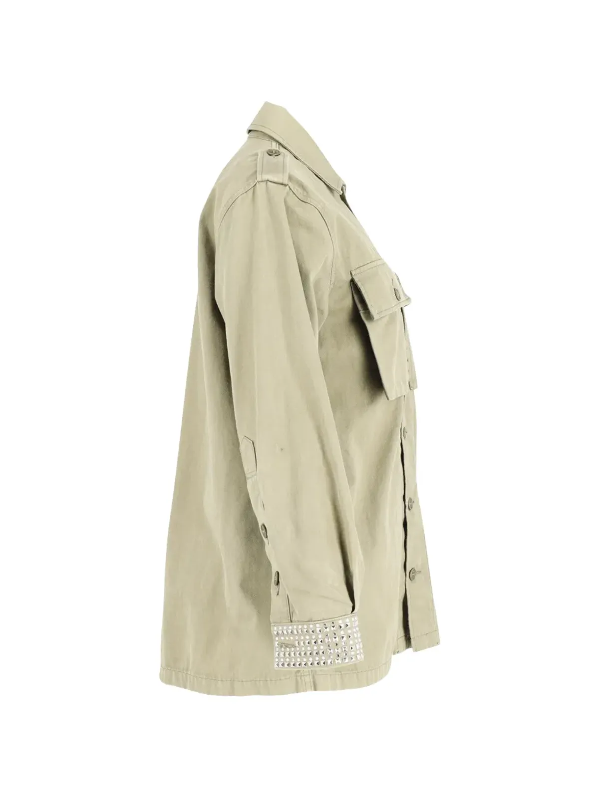 Saint Laurent Pre-Owned クリスタル装飾のカフス付きミリタリージャケット - Green - 画像3