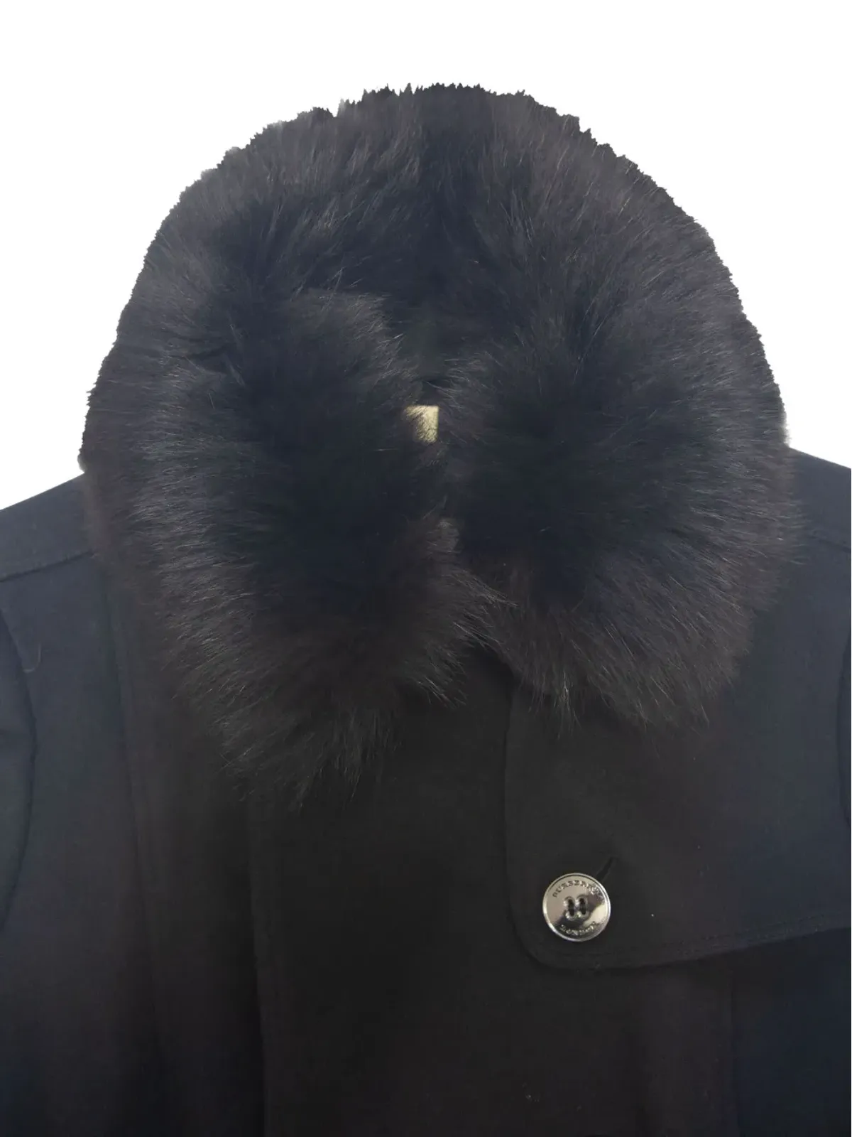 Burberry Pre-Owned ファー衿付きダブルブレストコート - 画像4