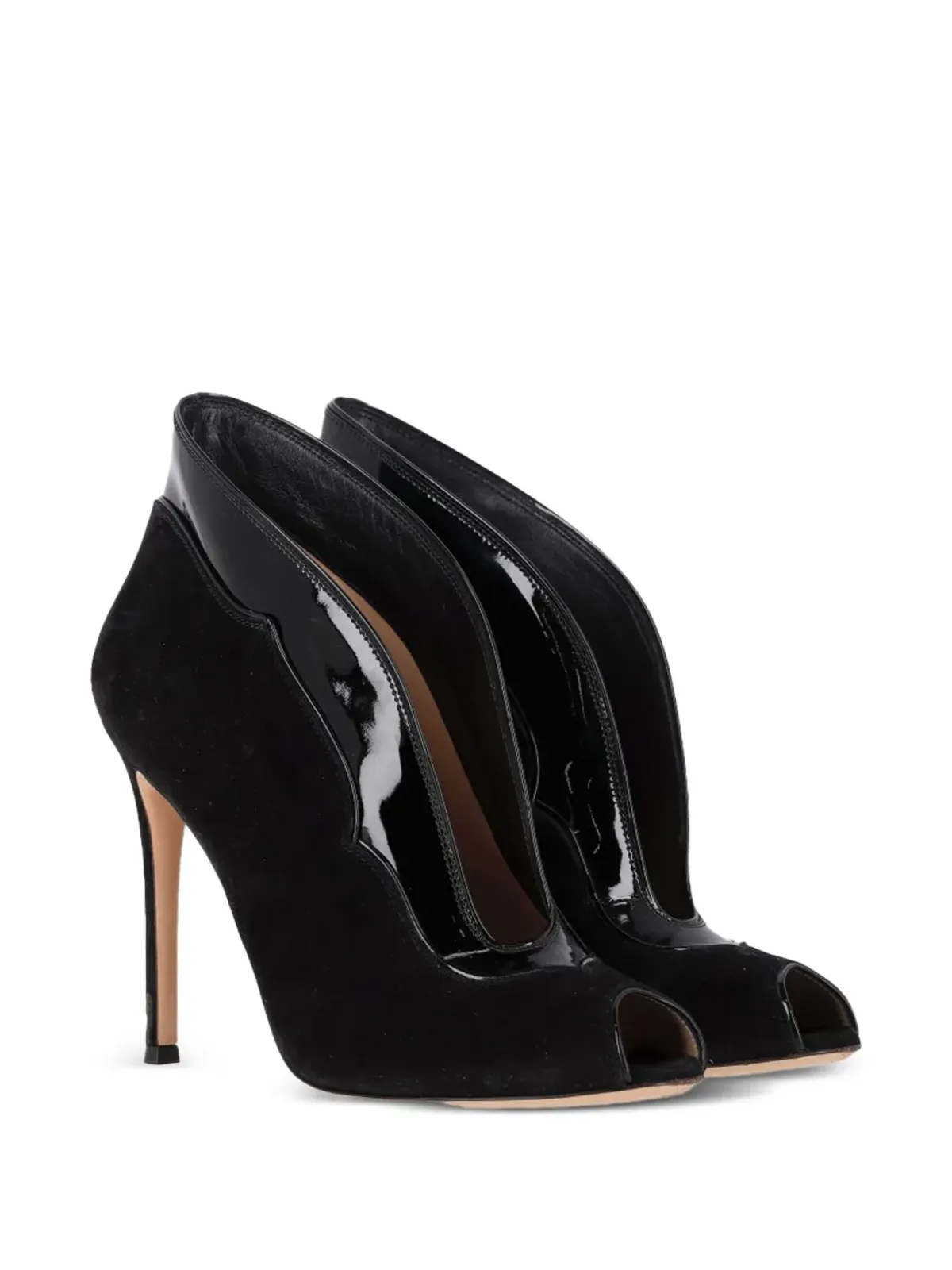 Gianvito Rossi ヴァンプ ピープトゥ レザー アンクルブーツ - 画像2