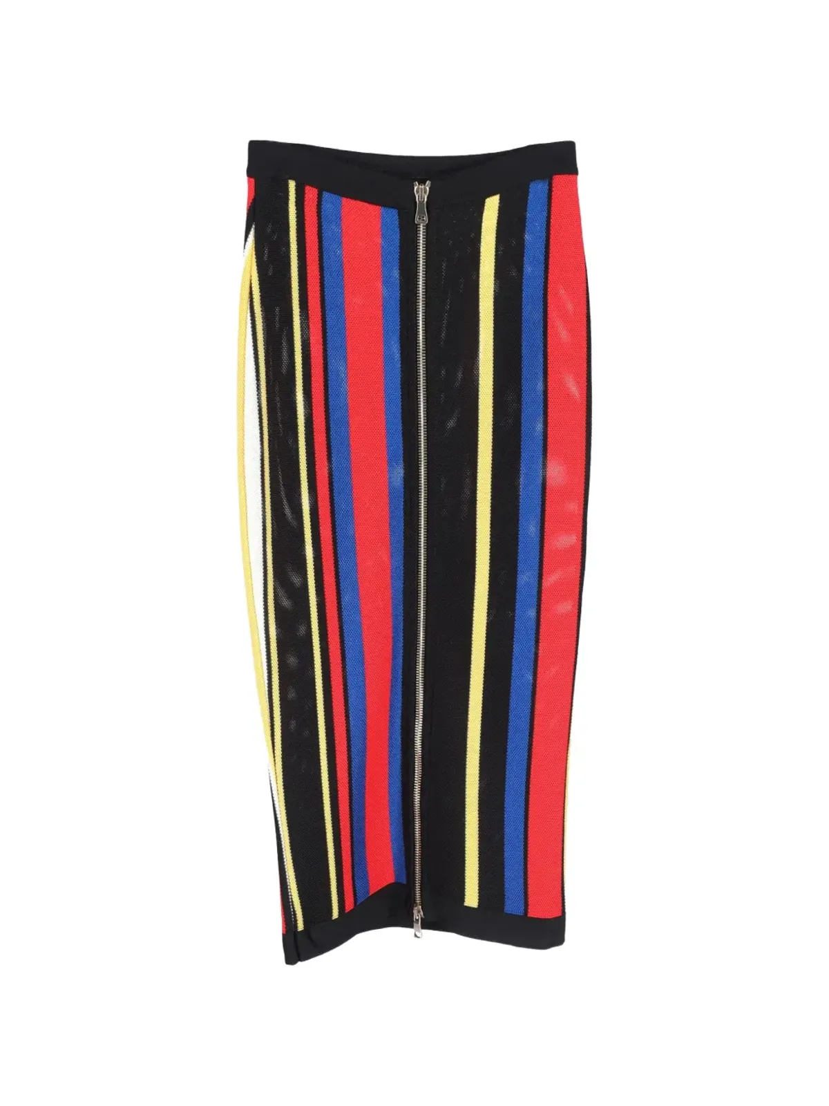 Balmain Pre-Owned ストライプ柄ミディスカート（ブラック） - 画像2
