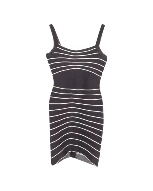 Herve Leger スクエアネックストライプミニドレス - サムネイル1