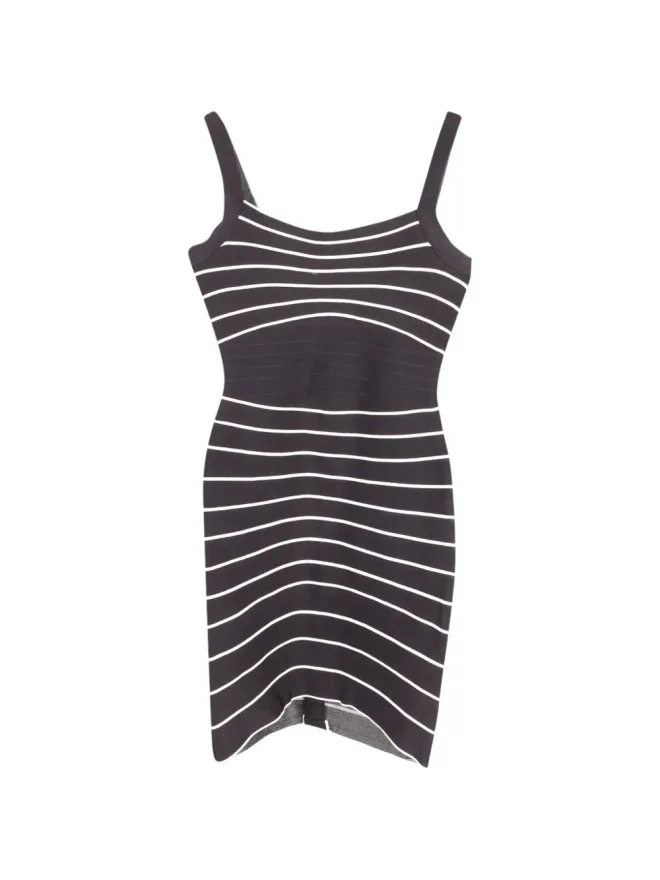 Herve Leger Herve Leger スクエアネックストライプミニドレスの商品画像