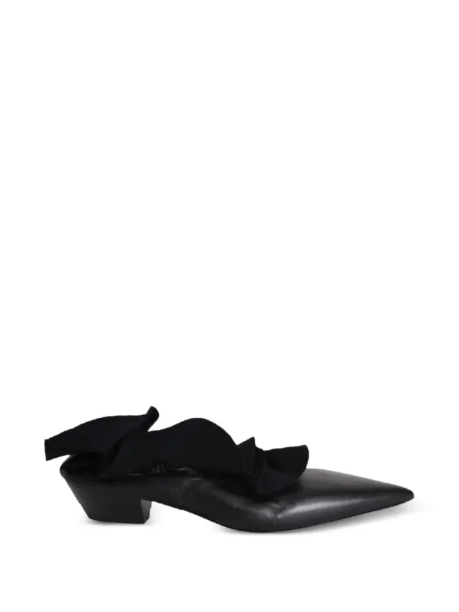 Jil Sander Pre-Owned Jil Sander Pre-Owned フリル付きポインテッドトゥパンプス - ブラックの商品画像