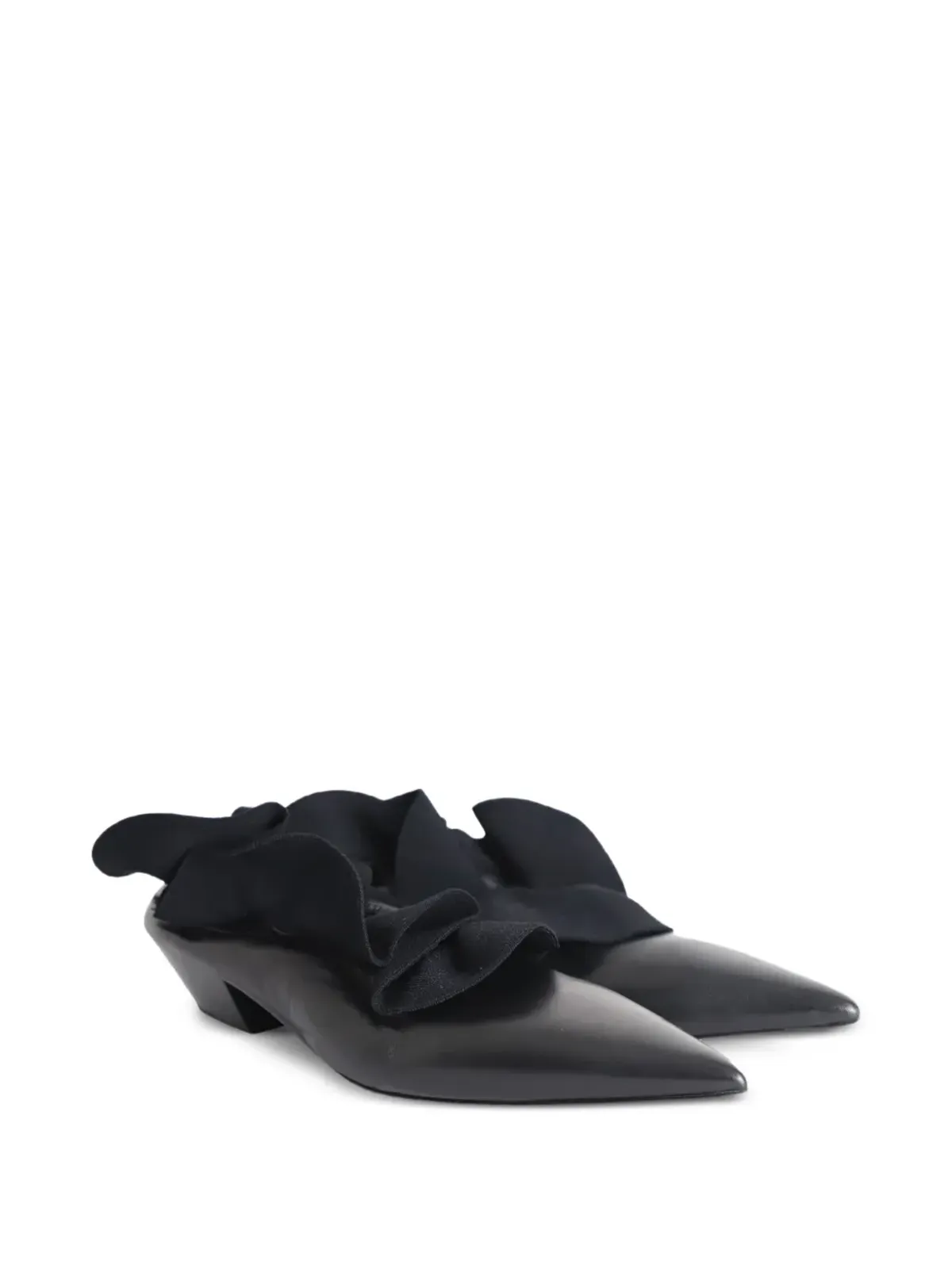 Jil Sander Pre-Owned フリル付きポインテッドトゥパンプス - ブラック - 画像2