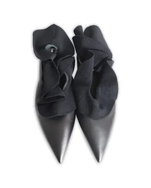 Jil Sander Pre-Owned フリル付きポインテッドトゥパンプス - ブラック - サムネイル4