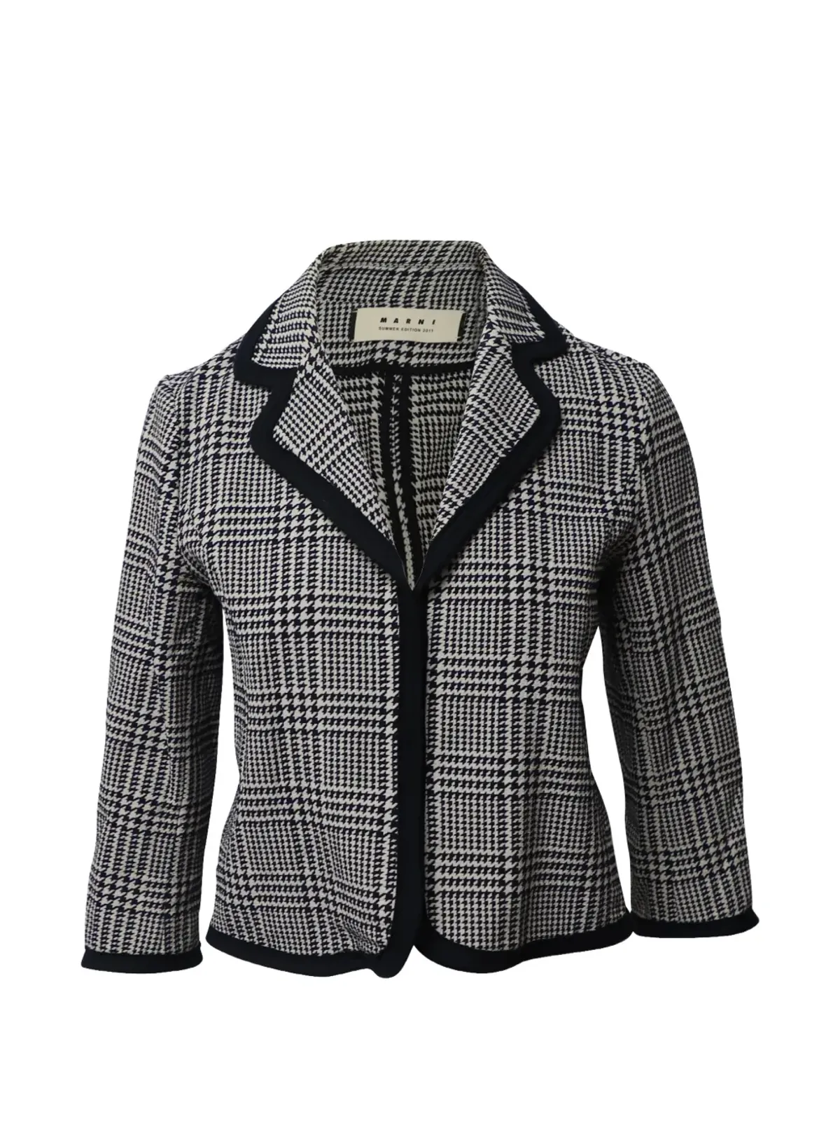Marni Pre-Owned クロップドチェック柄ジャケット ブラック - 画像1