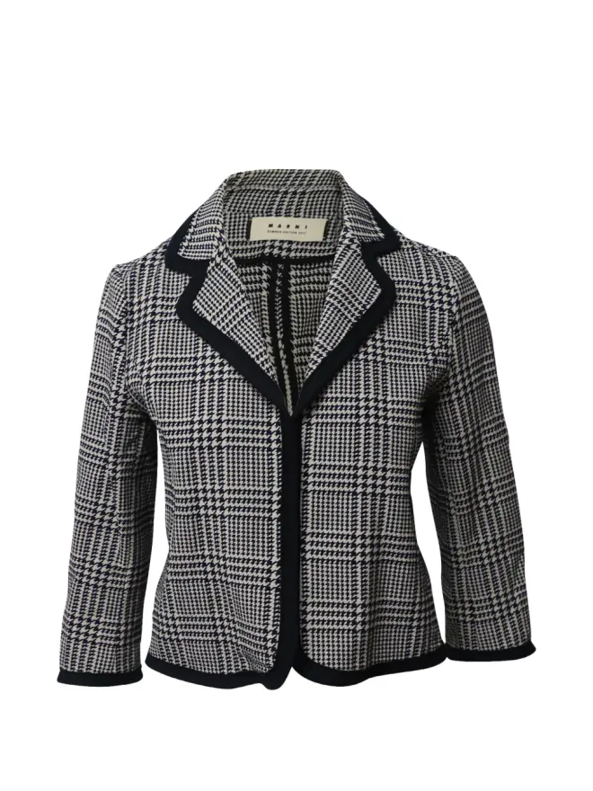 Marni Pre-Owned Marni Pre-Owned クロップドチェック柄ジャケット ブラックの商品画像