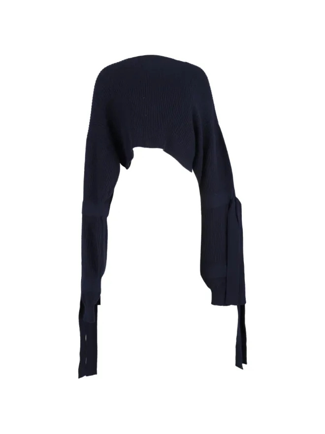 Stella McCartney Pre-Owned Stella McCartney ビンテージ クロップドリブ編みフーディー ブルーの商品画像