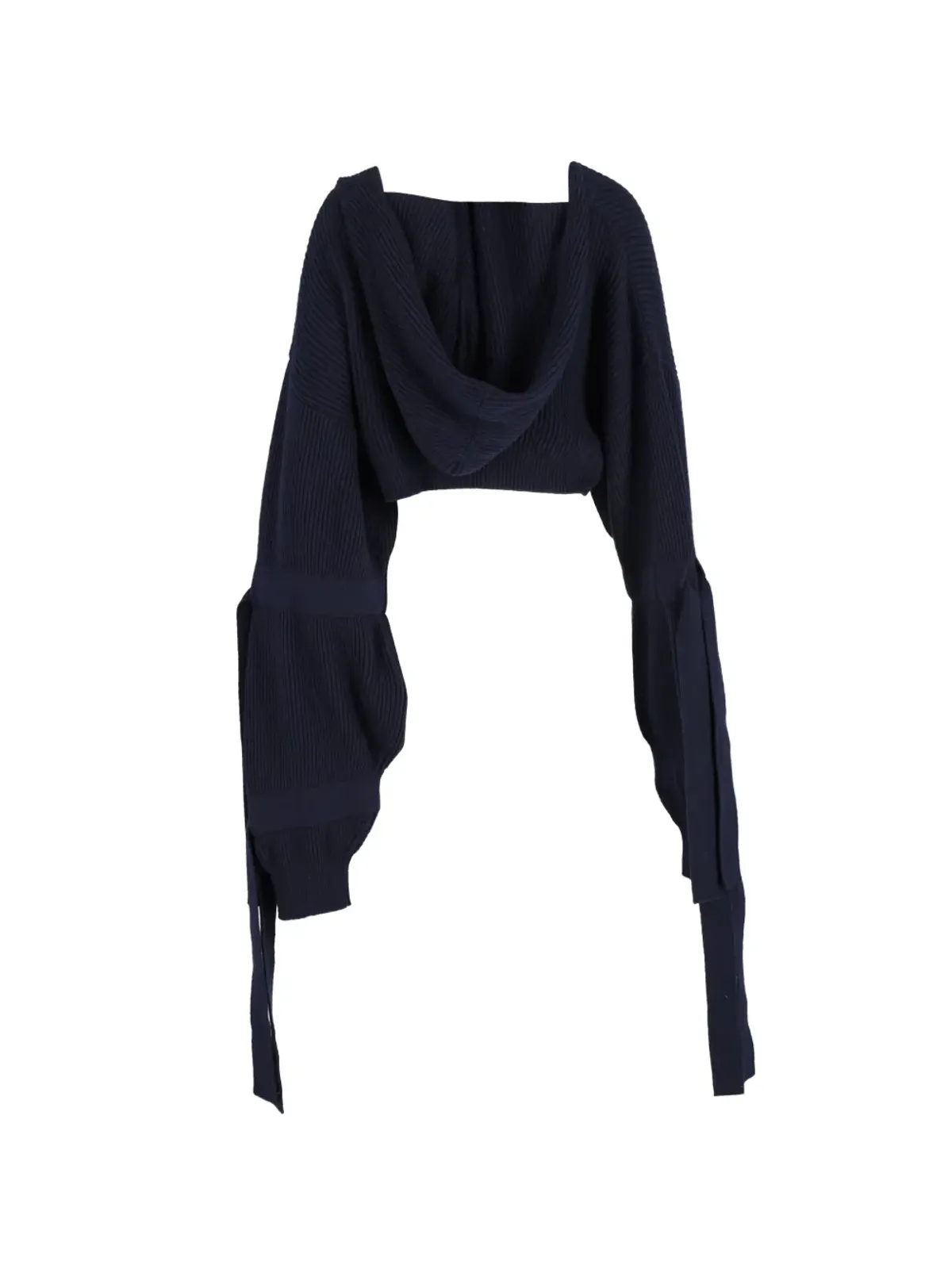 Stella McCartney ビンテージ クロップドリブ編みフーディー ブルー - 画像2