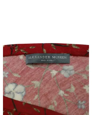 Alexander McQueen Vintage 花柄ドレープアシンメトリードレス - レッド - サムネイル3