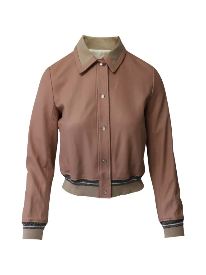 SANDRO SANDRO レザー リブ編みボンバージャケットの商品画像