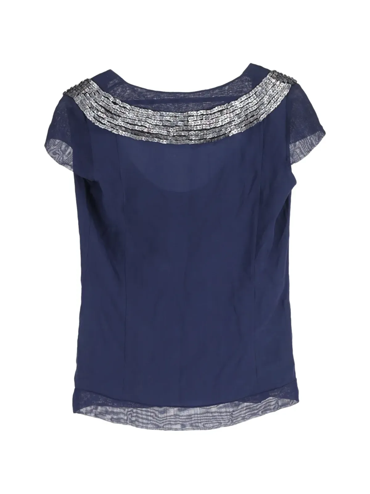 Loewe Pre-Owned ブルーのスパンコール付きシルクTシャツ - 画像2