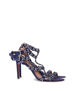 Alaïa Pre-Owned 花モチーフ・スタッズ付き アンクルストラップ サンダル - Blue - サムネイル1