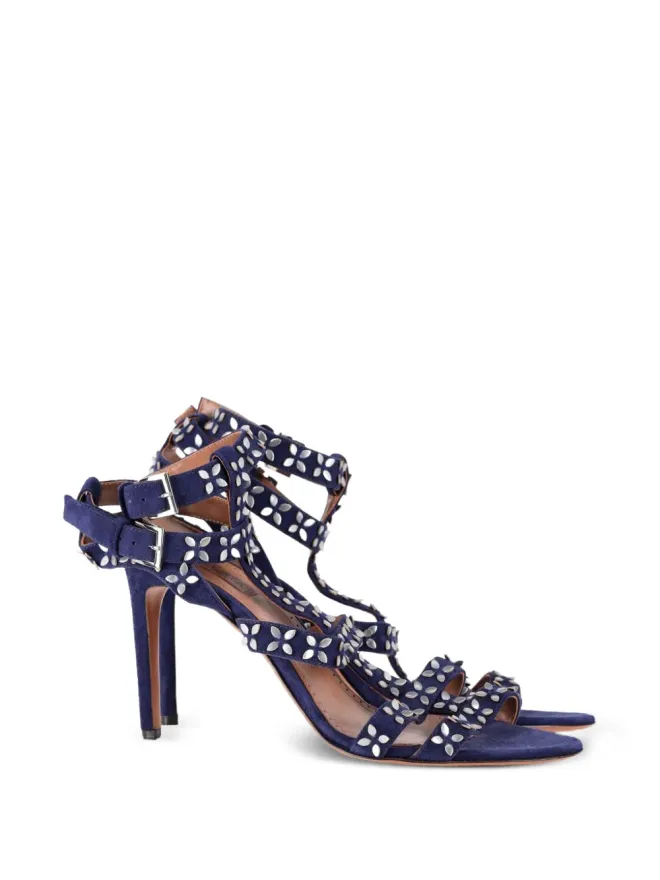 Alaïa Pre-Owned Alaïa Pre-Owned 花モチーフ・スタッズ付き アンクルストラップ サンダル - Blueの商品画像