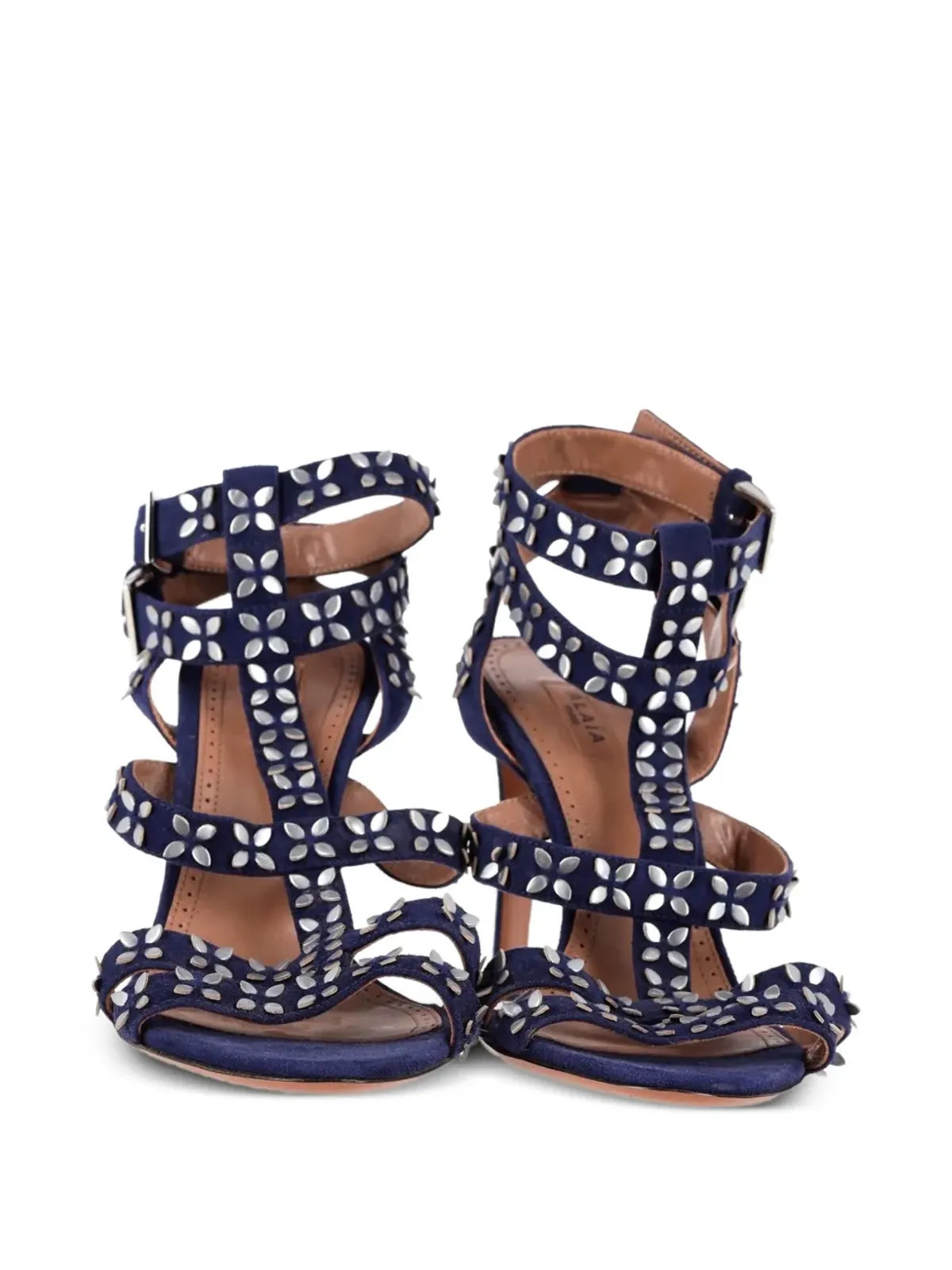 Alaïa Pre-Owned 花モチーフ・スタッズ付き アンクルストラップ サンダル - Blue - 画像5