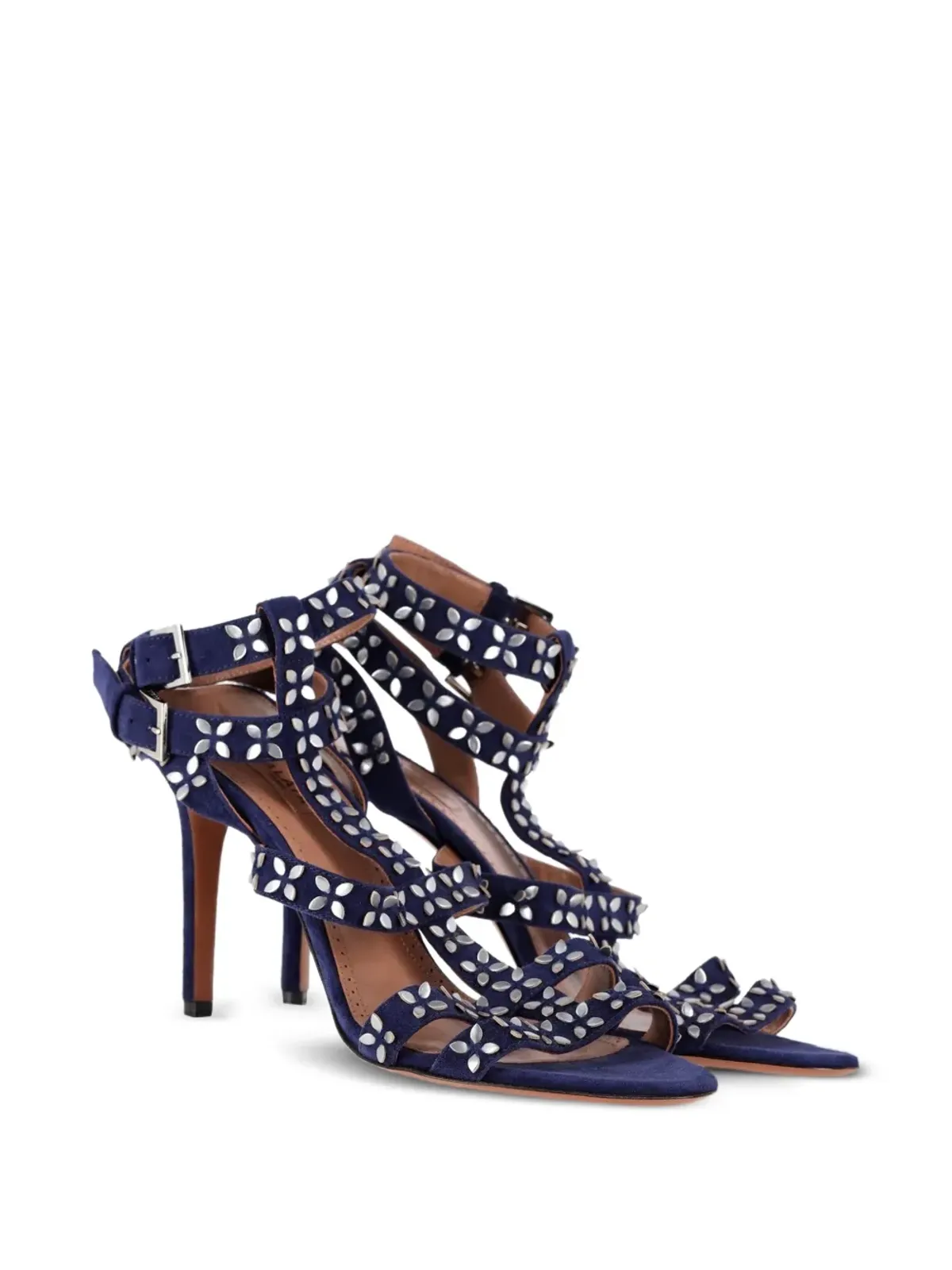 Alaïa Pre-Owned 花モチーフ・スタッズ付き アンクルストラップ サンダル - Blue - 画像2