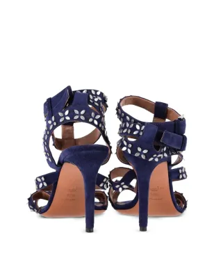 Alaïa Pre-Owned 花モチーフ・スタッズ付き アンクルストラップ サンダル - Blue - サムネイル3