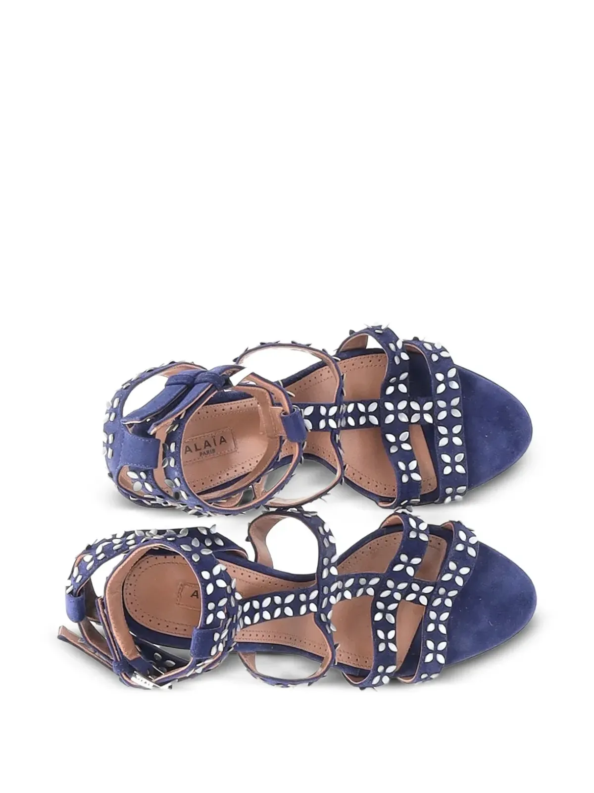 Alaïa Pre-Owned 花モチーフ・スタッズ付き アンクルストラップ サンダル - Blue - 画像4